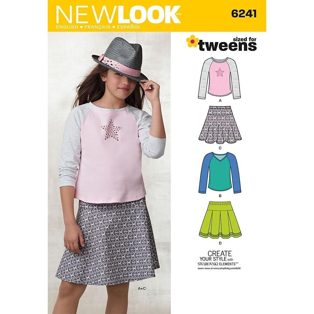 New Look Sewing Pattern 6241 Skirt Top Shirt Girls‎ Size 8-16